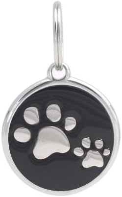 PetTouchiD - Smart Dog ID Tag, QR Code, Online Pet Page, GPS Location (REGULAR (30mm), BLACK Paws (30mm))