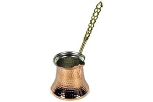 WORLD HOME LIVING (5 Variations) Turkish Copper Coffee Pot Greek Coffee Maker Cezve Jezve Ibrik 100% Handmade (Large - 4 Cup)