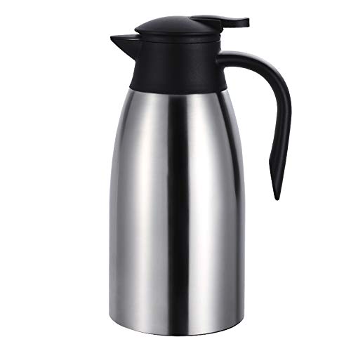 Pichet Isotherme Carafe Isotherme Double Paroi en Acier Inoxydable Carafes à café et à thé Cafetière Thermos Thermoart Bouteille Isotherme Acier inoxydable Thermos de 2L