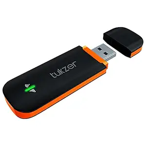 Tukzer 4G LTE Wireless USB Dongle Stick with All SIM Network Support | Plug & Play Data Card with up to 150Mbps Data Speed | SIM Adapter Included (Black)