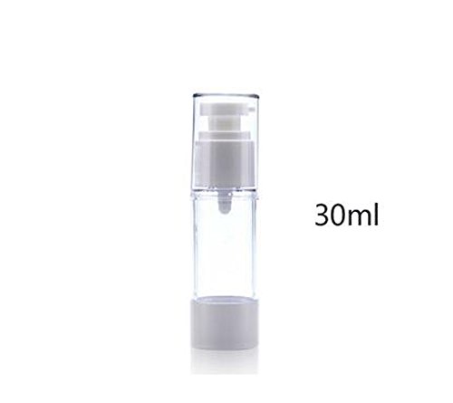 30ml Refillable Travel Empty Plastic Travel Small Bottles Clear Pump Bottle Lotion Dispenser Bottles Jars Set for Makeup Cosmetic BB Cream Bath Shower Toiletries Liquid Containers Travel Kit Accessories Pack of 2