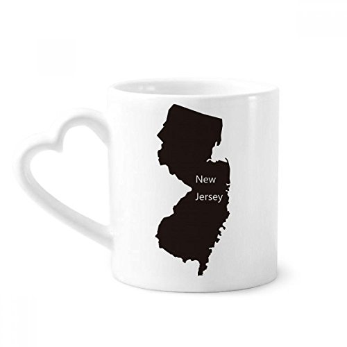DIYthinker New Jersey USA Map Silhouette Coffee Mugs Pottery Ceramic Cup With Heart Handle 12oz Gift