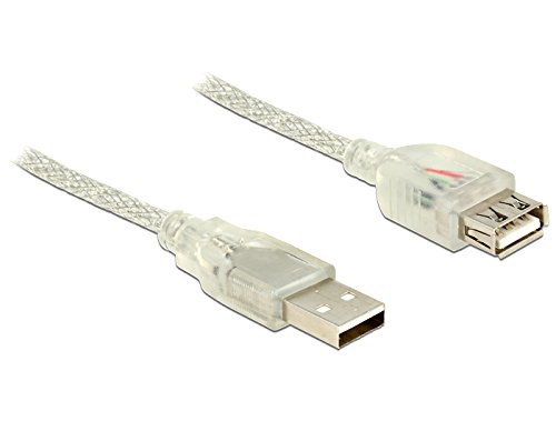 DELOCK Verlängerungskabel USB 2.0 Typ-A Stecker > USB 2.0 Typ-A Buchse 0,5 m transparent
