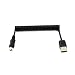 Produktbild MXtechnic 3Ft USB 2.0 Spiral 90° High Speed Kabel Rechtwinklig A-Stecker auf Mini-B Ladenkabel schwarz Datenkabel (1 Meter)