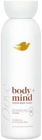 Dove Gel Doccia, Siero con Vitamina E Antiossidante, Note di Olio di Jojoba e Latte di Cocco, Formula Delicata, Idratazione 24h, Senza Solfati SLES, 350ml, 1 pezzo
