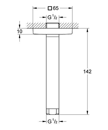 GROHE Rainshower Deckenauslass mit eckiger Rosette, 142 mm 27485000 - 2