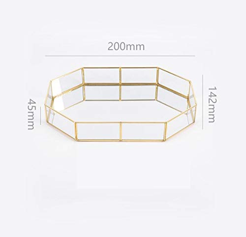 Preisvergleich Produktbild summerYH Kosmetikbox, Glasbox, Tablett, Metallkosmetik, Schmuckablage, Geschenk, Trompete