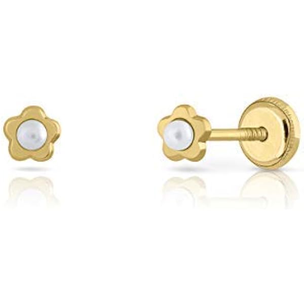 Orecchini In Oro 9kt A Raggio Lucido Per Bambina E Donna – 2,5x6,5 Mm, Chiusura A Vite Di Sicurezza