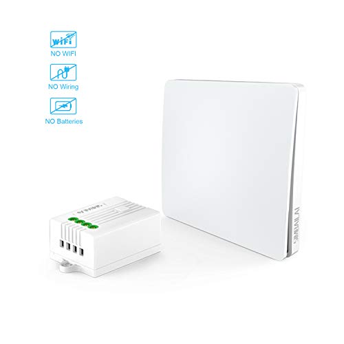 Preisvergleich Produktbild SIMBAILAI Lichtschalter Funkschalter Set, nicht batteriebetrieben Wireless-Schalter, 200M Reichweite, 433MHZ Empfänger / 1000W, Schutzart IP67,ultradünner, Funkschalter Licht Wandschalter