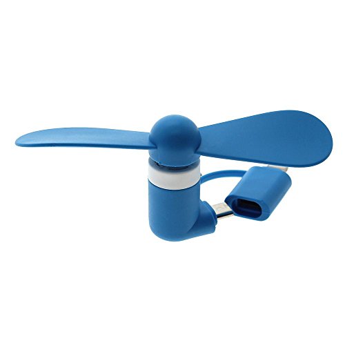 MMRM 2in1 Tragbare Mikro-USB-iPhone-Port Ventilator Kühlung für IOS Android Phone – Blau - 2
