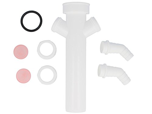 tecuro Tauchrohr – Verstellrohr mit 2 x Geräteanschluß zur Montage eines Wasch,- Spülmaschinenablaufschlauches - 2