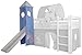 Produktbild XXL Discount Turm-Vorhang 100% Baumwolle für Hochbett Spielbett Stockbett Kinderbett Kinderzimmer Spielturm mit Turmgestell (Blau/Rosa, Einhorn)