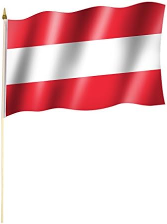 Stock flag Flagpole Flag Austria with coat of arms Flagge/flag 12 x 18 Inches with Approx. 60 cm Bar/Pole