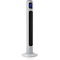 Brandson - Ventilateur Colonne avec télécommande | oscillant | 45W | 3 Niveaux de Vitesse (Low/Medium/High) + minuterie + 3 Modes de Fonctionnement + Oscillation 60 (commutable) | Ecran LED | Blanc