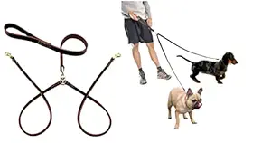 Hachiko:-Heavy Duty Double Leather Dog Leads for All Dogs Dog Leash (Large, Brown)