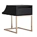 Produktbild YNN Nachttisch Edelstahl Metall Massivholz Schubladenschrank Schlafzimmer Wohnzimmer Side Couchtisch Schrank (Farbe : SCHWARZ)