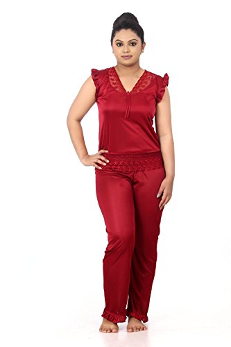 Fabme Womens Satin Night Suit Nighty (Shirt and Pyjama) - Color Option RS.229 (67.00% Off) - Amazon