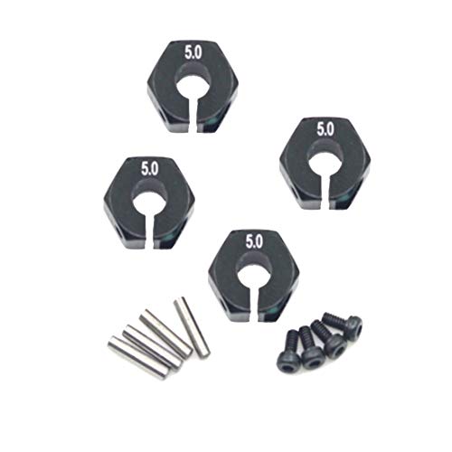 Harlls Écrou Hexagonal de Roue en Aluminium de 5mm d'épaisseur 12mm avec goupilles de moyeu d'entraînement 102042 Pièces de Mise à Niveau pour la Voiture Himoto-Noir 5.0mm de 4 Roues motrices RC