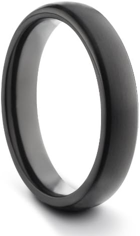 4MM Titanium Ladies/Mens/Unisex Classic Styled Brushed & Polished Black Comfort Fit Wedding Band Ring (Available Sizes H-V Including Half Sizes)