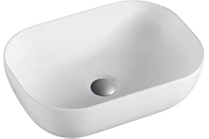 B BAÑO TOTAL Lavabo Sobre Encimera Cerámico | Blanco Mate | Lavadero Baño Cerámico Sobremesa | Lavamanos Baño para Encimera Rectangular de 45,5cm x 33cm