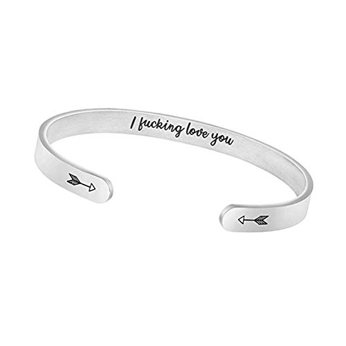 ANSUG Pulsera de Mujer, C-Type Bangle Recordatorio Diario Personalizado para el Regalo del día de la Madre del día de San Valentín de la Pareja- I Fucking Love You
