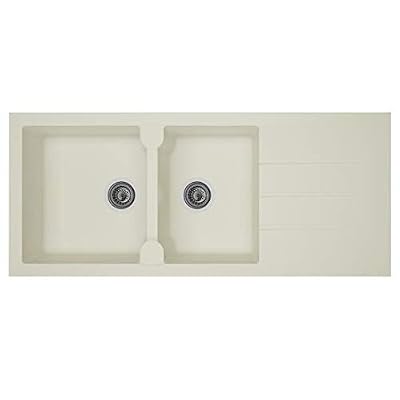 Stradour evier Cuisine a encastrer 2 bacs + 1 égouttoir aloa - résine - 116 x 50 cm - Blanc