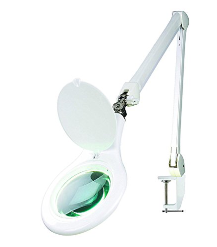 Preisvergleich Produktbild FDADJING Schreibtisch Klemme- Montieren 5X LED Lupenleuchte Lupenlampe Arbeitsleuchte Frühling-Arm Vergrößern Licht Einstellbar Arm 5"Objektiv zum Schönheit Salon Tätowierung Gesichts Lesen