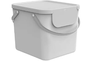 Rotho Albula Abfallbehälter 50l mit Deckel, als Schwing- oder Klappdeckel verwendbar, Kunststoff (PP recycelt), weiss, 40l (40.0 x 35.8 x 34.0 cm), Nicht zutreffend