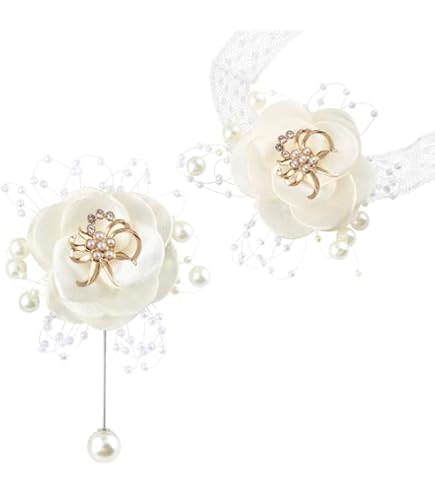 Qanye 2 Pezzi Polso Bouquet Di Fiori Set, Floreale Polso, Damigella Braccialetti Di Matrimonio, Sposa Polso Corsage, Sposa Braccialetto Corpetto, Per Matrimoni, Balli, Decorazioni Per Feste - 8