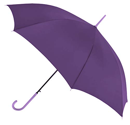 Colección Básica de Paraguas Vogue para Mujer Tejido Pongee y en Doce Bonitos Colores. Fabricada con Varillas de Fibra de Vidrio, automático y Sistema antiviento (Morado)