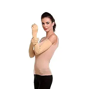 Bedrock Men & Women Cotton Arm Sleeves - Protection from Dust, Pollution, Sunburn, UV Protection - Suitable for Driving, cycling, Hiking and Sports - Full Hand Gloves. 1 Pair.