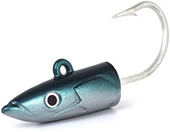 Fiiish Crazy Sand Eel Lures – 220 Head Jig 100 g – Fish Hook Extra Strong – Blue Vinyl – Jig Head For Soft Lure – Fishing Spinning Jigging – Pack 1 Head 100 g