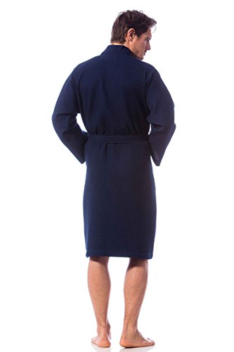 Morgenstern, Herren Waffelpique – Bademantel, blau ( dunkelblau ), 110 cm lang, 100% Baumwolle, Größen M, L, XL und XXL verfügbar - 4