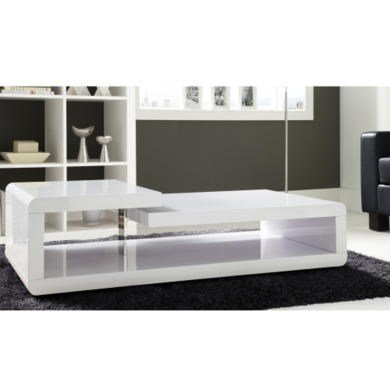 Tiffany White High Gloss Double Level Coffee Table