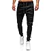 Produktbild Fannyfuny Herren Hose Pants Männer Einfarbig Casual Elastische Taille Gürtel Bewegung Hose mit Taschen Outdoor Lange Sports Cargo Hosen Sporthose Activewear Hosen mit Seitentaschen Schwarz,Grau,Khaki