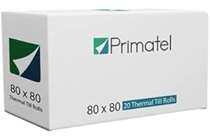 Primatel 80mm x 80 Thermal Paper Till Rolls- Machine Till Rolls, Cash Register Receipt, Printer Rolls (1 Box = 20 Rolls)