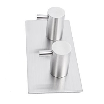 Alicemall Selbstklebend Kleiderhaken Mantel Hut Serviette Wandhaken Bad Küche Edelstahl 2HAKEN(silber) - 6