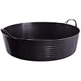 KetoPlastics Black 35 Litre Large Shallow Flexible 2-Handled Recycled Tub Dog Pool, Bath