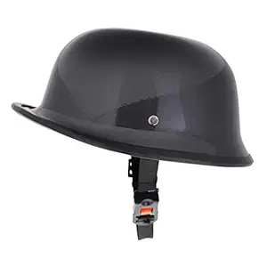 Sage Square German Retro Style Half Helmet World War Inspired (Black Glossy) (Medium)