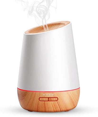 DJym 500ml Essential Oil Diffuser Aromatherapy Aroma Diffuser Wood Grain Humidifier, Ultrasonic, Waterless Auto Shut-Off and 7 Color LED,Orange