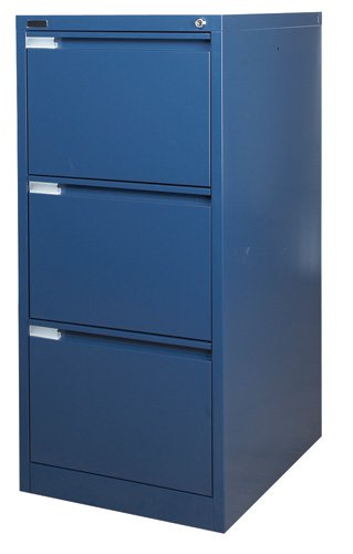 3 Drawer Blue Steel Filing Cabinet 62D x 47W x 101.5H (cm)