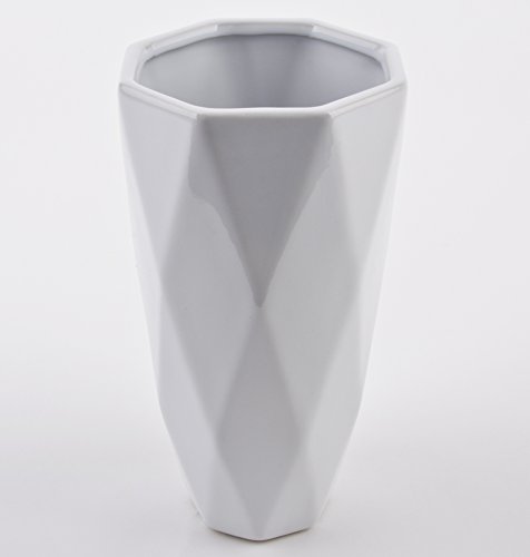Topf Vase Waben Design Porzellan Blumen Pflanzen (23x12x12cm, Weiss)