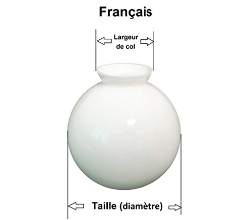 20cm Durchmesser Weiß -Glas-Kugel Lampenschirme mit Schräg Hals. Umfang: 63cm, Hals: 10.3cm Durchmesser. - 4