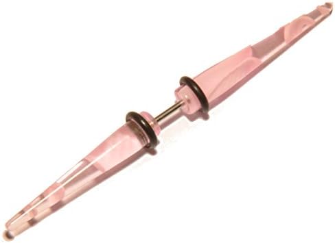 SINGLE Pink Marble Fake Ear tapers Double Spike Piercings Expander Acrylic 5mm