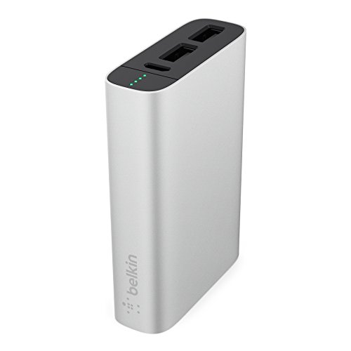 Belkin Premium MixIt Metallic Power Pack 6600 Power Bank (2 USB Anschlüsse, 6600mAh, Battery Pack für Tablets und Smartphones) silber
