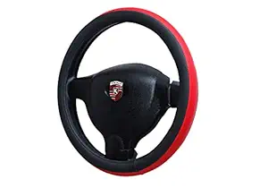 Autyle Car Steering Leather Cover Compatible with Urban Cruiser (Black-Red)
