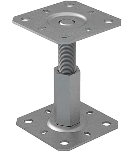 Pied Reglable En Hauteur GRUNDLINE Support De Poteau Rond 26 à 60 Mm - Ancrage Au Sol à Visser Support Poteau Reglable