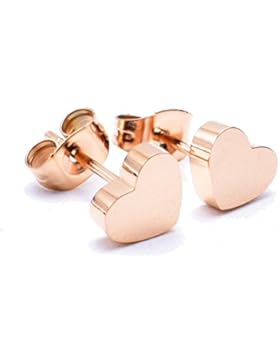 findout Damen 14K Roségold vergoldet Titan Stahl Herz Ohrringe für Frauen Mädchen. (s1401)