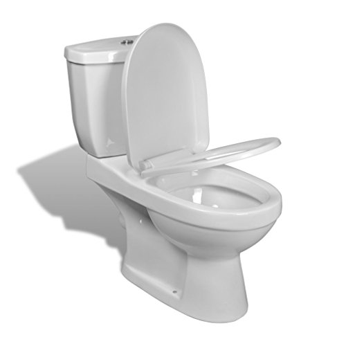 vidaXL Design Stand Toilette/WC Bodenstehend Keramik Sitz inkl. Spülkasten Weiß 240549 - 5