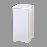 Tall White Wooden Square Laundry Basket Stylish Locking Hinges MDF (Kitchen &amp; Home)